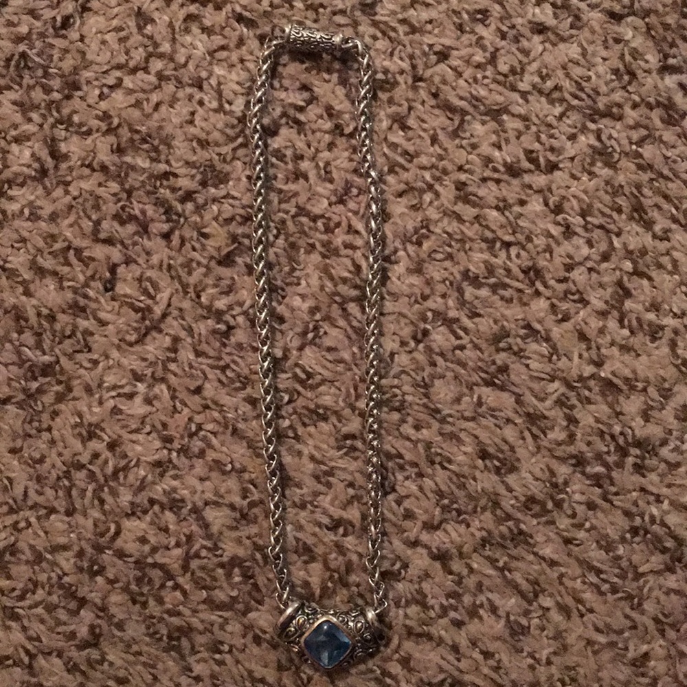 Rhodium blue crystal necklace